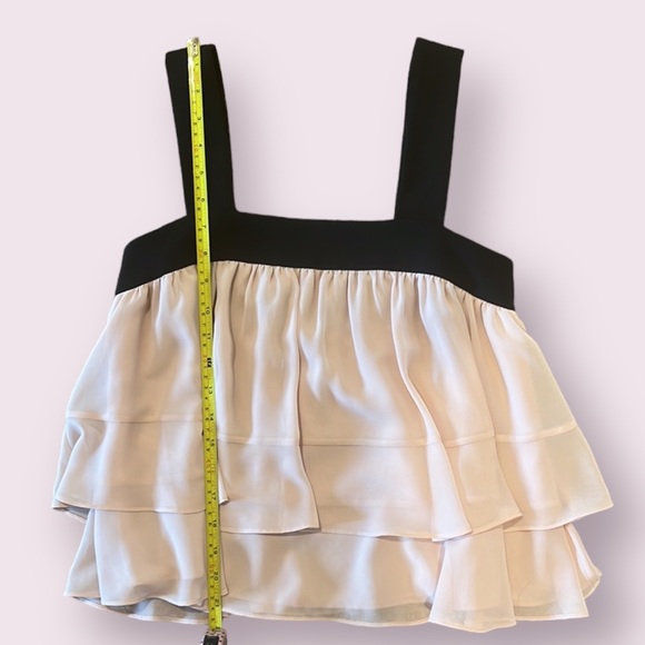 BCBGMaxAzria Women’s Chiffon Flowy Layered Square Tank Top in Pink/Black, XXS - Picture 6 of 11